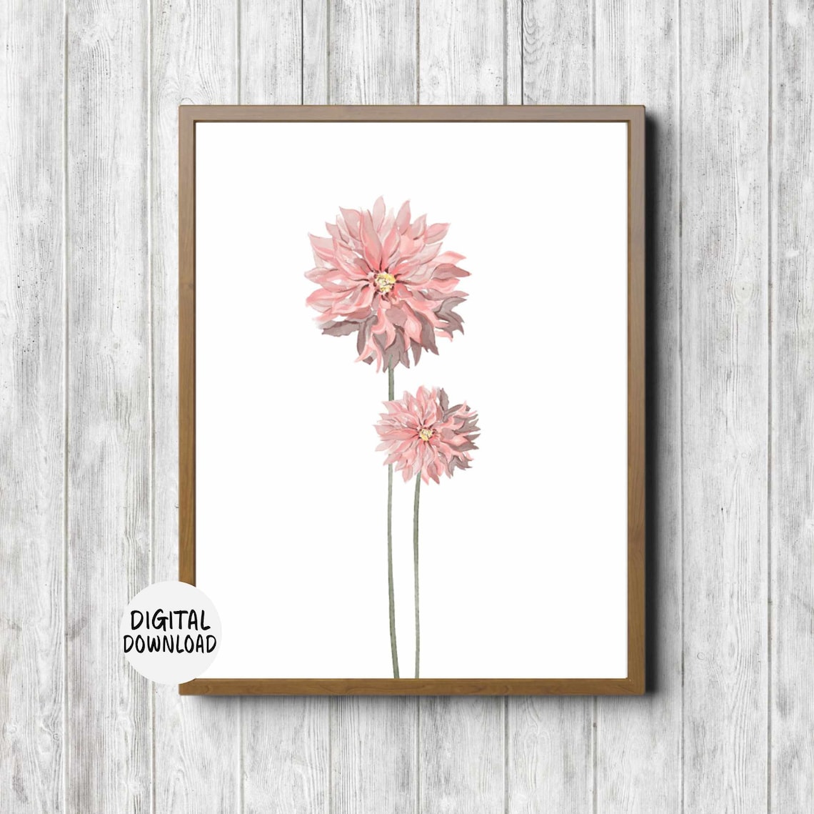 Blush Pink Dahlia Watercolor Flowers Minimalist Floral Poster