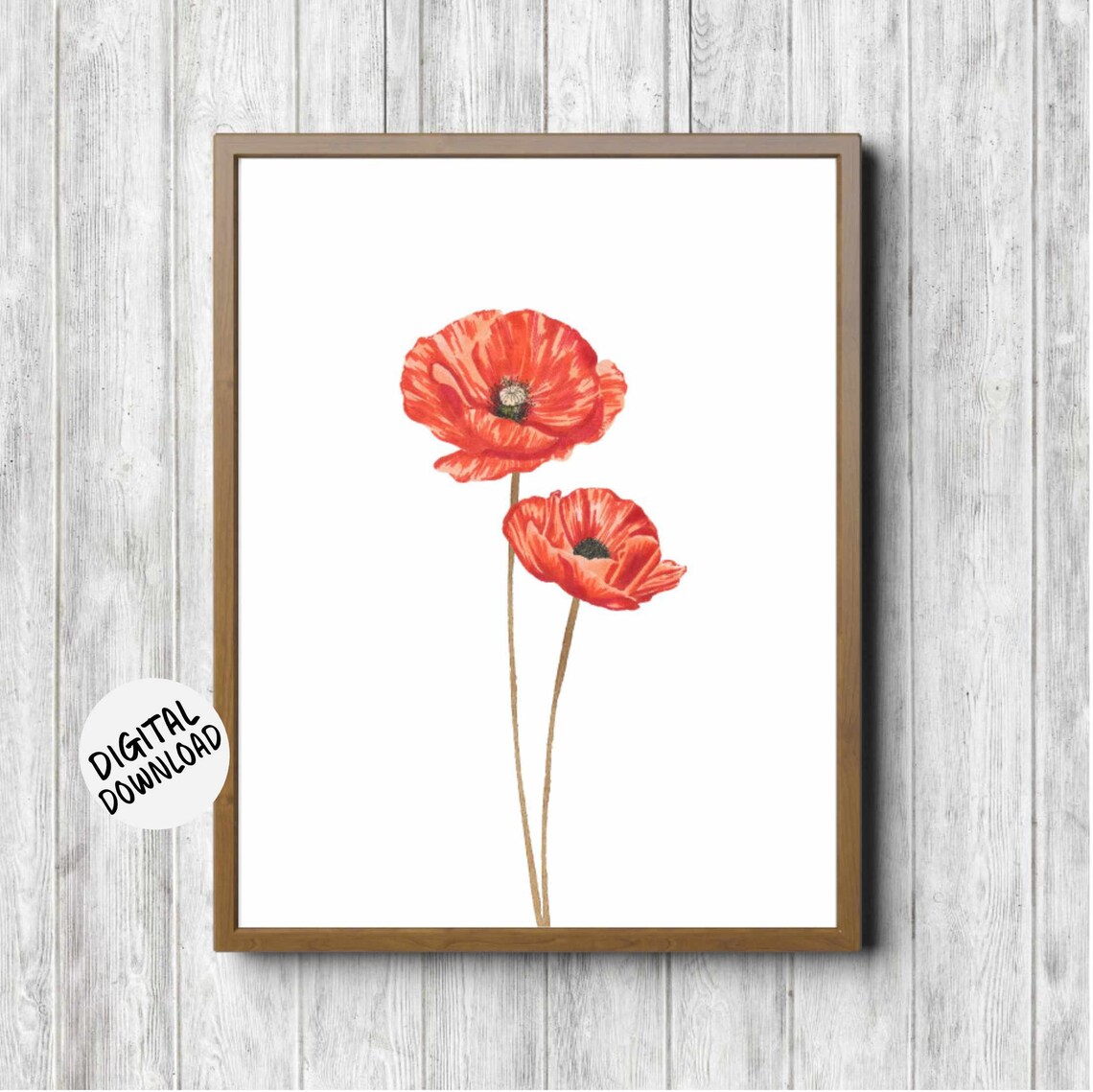 Watercolor Poppies Art Print, Simple Floral Decor