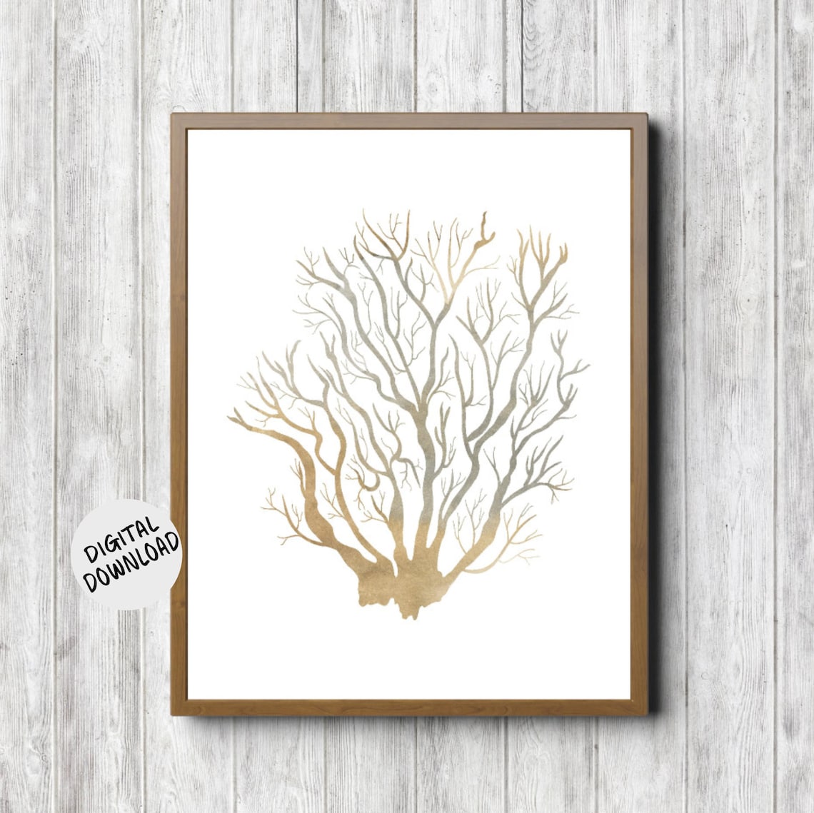 Tan Watercolor Sea Coral Branch Coastal Neutral Decor Art Print