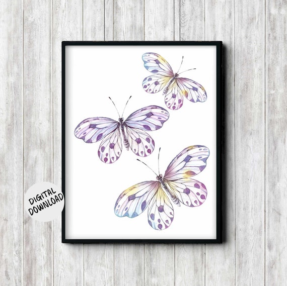 Watercolor Butterfly Girls Room Nursery Wall Decor Pastel Wall Art Butterfly Poster 16 X 20 11 X 14 8 X 10 5 X 7