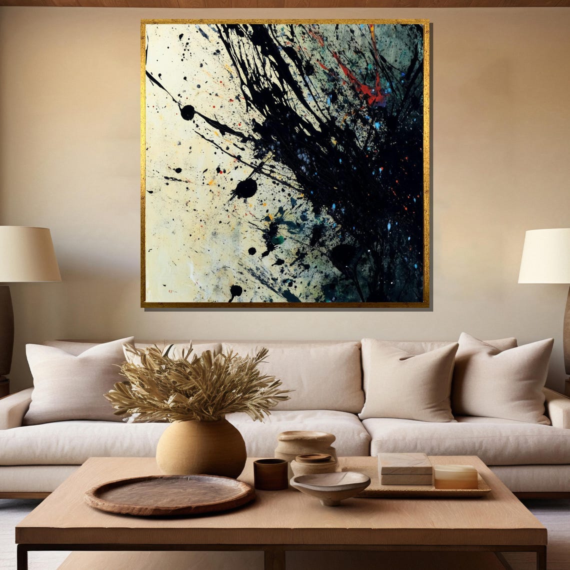 Vibrant Red Paint Splatter on Black Background Bold Abstract Poster - Image 5