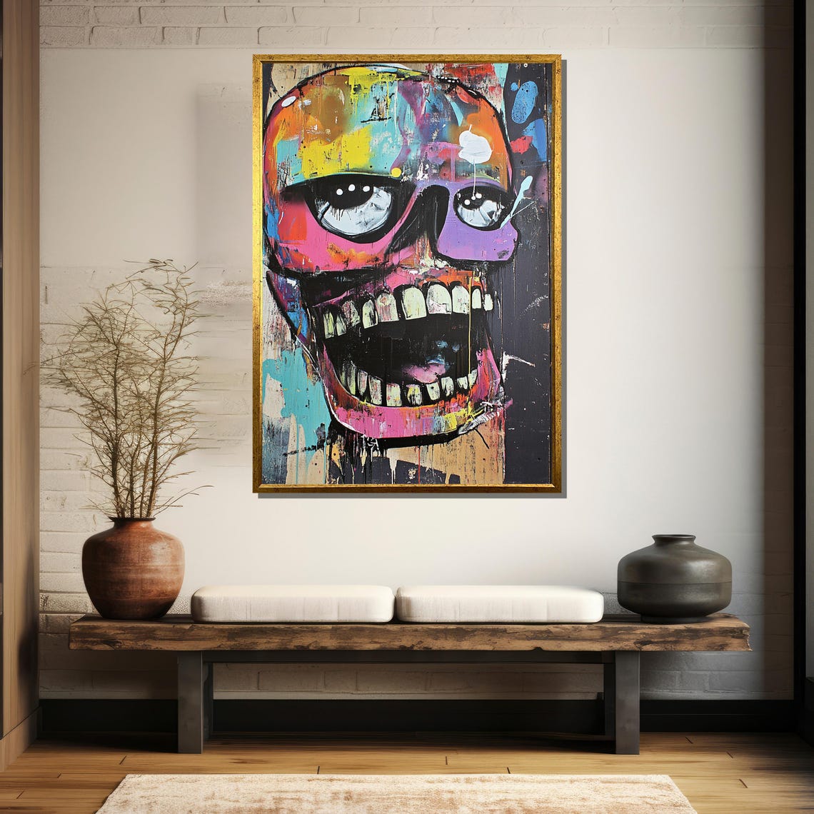 Graffiti Skull Painting Abstract Street Art Wall Decor Vibrant Pop Art Expressionist Print Edgy Urban Style Gift - Image 5