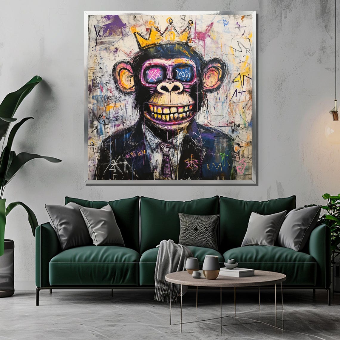 Graffiti Ape in Crown and Sunglasses Wearing Suit Pop Art Poster - Image 3