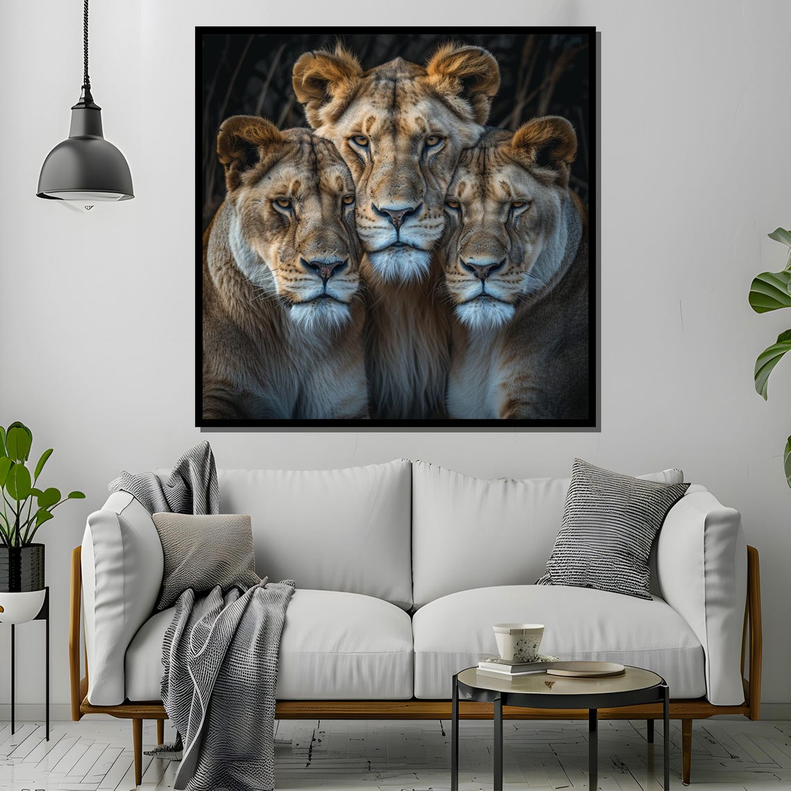 Three Majestic Lionesses in Intimate Close-Up Wildlife Portrait Poster - Image 4