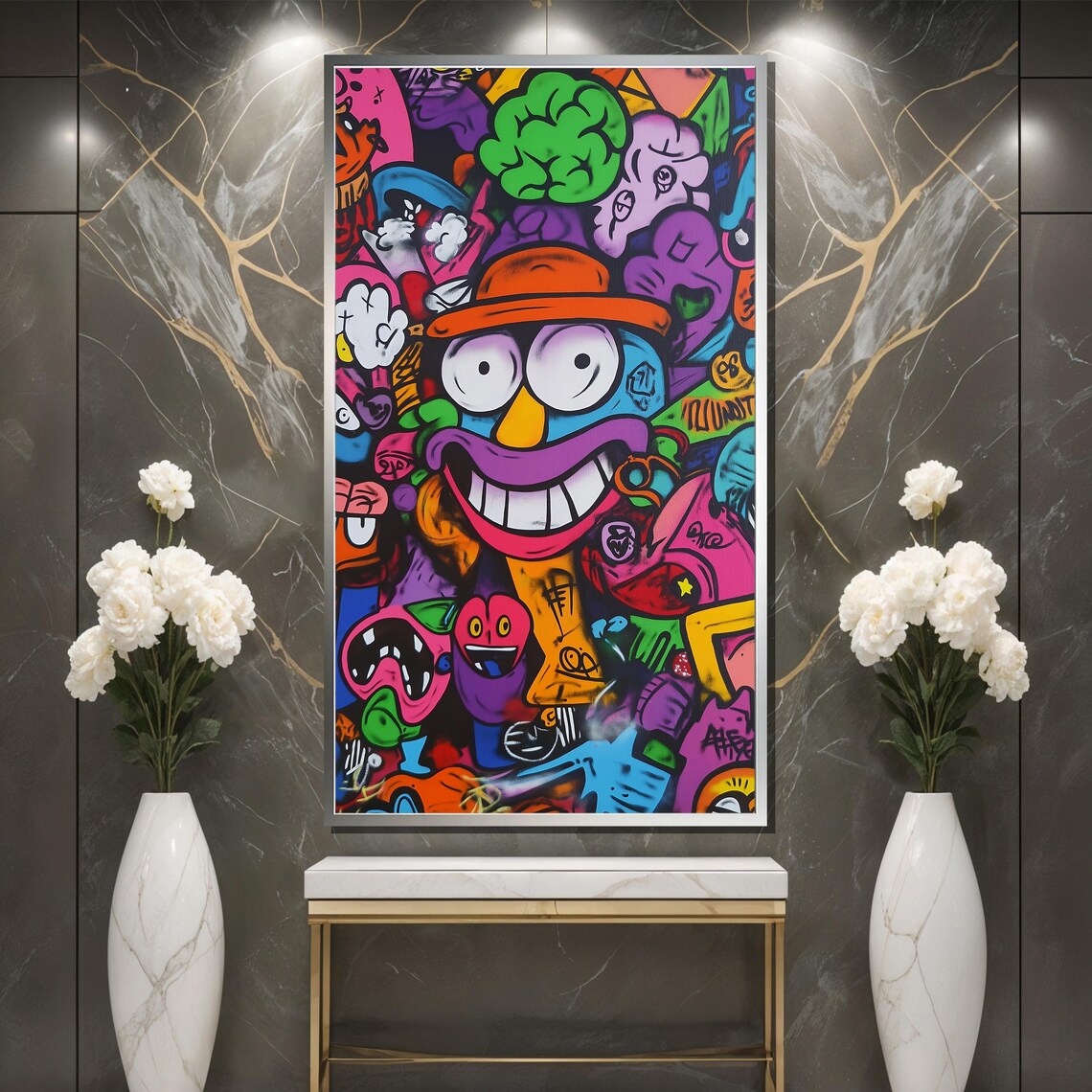 Grinning Cartoon Character Colorful Graffiti Street Art Poster - Image 3