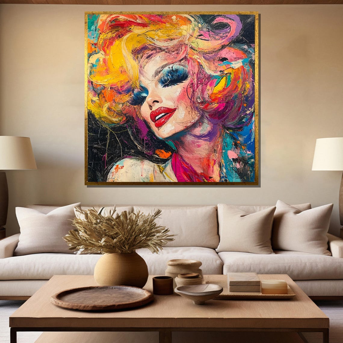 Vibrant Modern Portrait Painting Bold Art Gift For Glamorous Wall Decor - Image 5