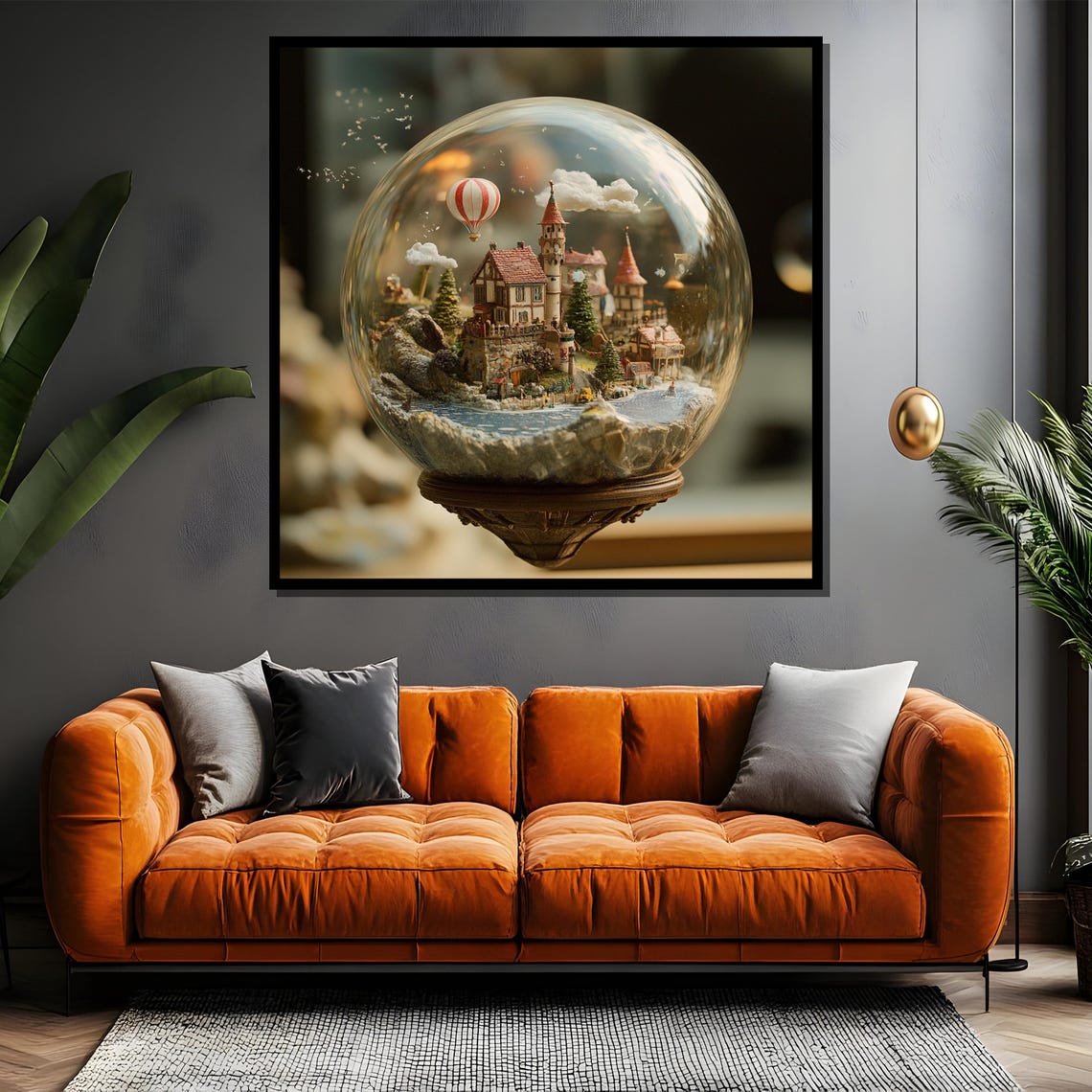 Whimsical Miniature Village Inside Glass Globe Fantasy Poster - Image 4