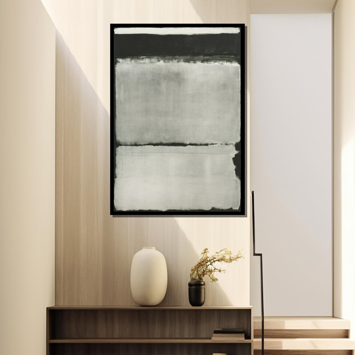 Minimalist Black And White Wash Abstract Color Field Painting Poster - Image 4