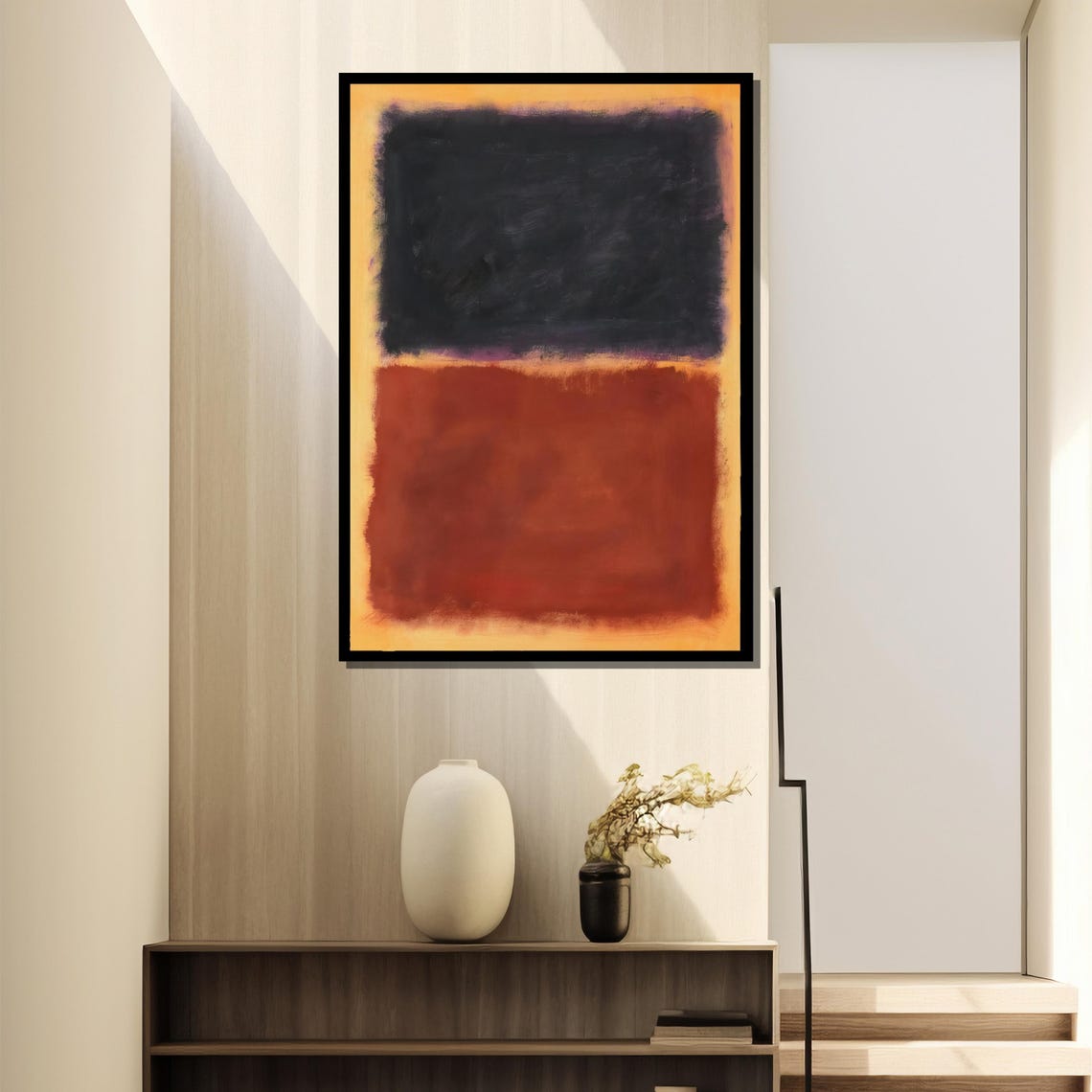 Mark Rothkos Untitled Bold Black And Warm Earthy Tones Abstract Painting Contemporary Art Gift For Minimalist Decor - Image 4