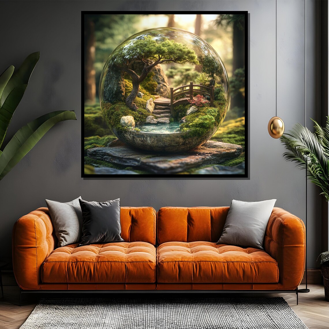 Japanese Zen Garden in Glass Terrarium Serene Landscape Poster - Image 4