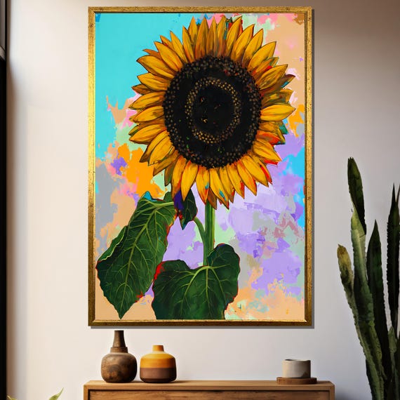 Vibrant Sunflower Painting Gift Bold Colors For Cheerful Home Dcor And Unique Art Gift Idea
