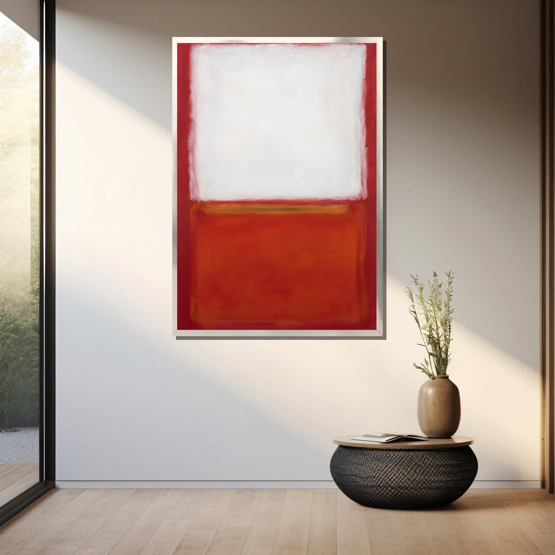 Clean White Over Burnt Orange Blocks Minimalist Abstract Poster - Image 3
