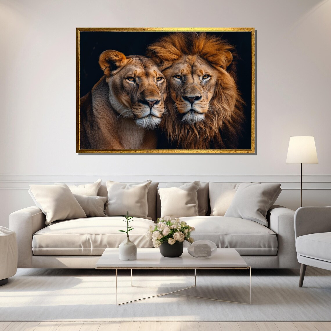 Lion And Lioness Couple Portrait Intimate Wildlife Photography Poster - Image 5