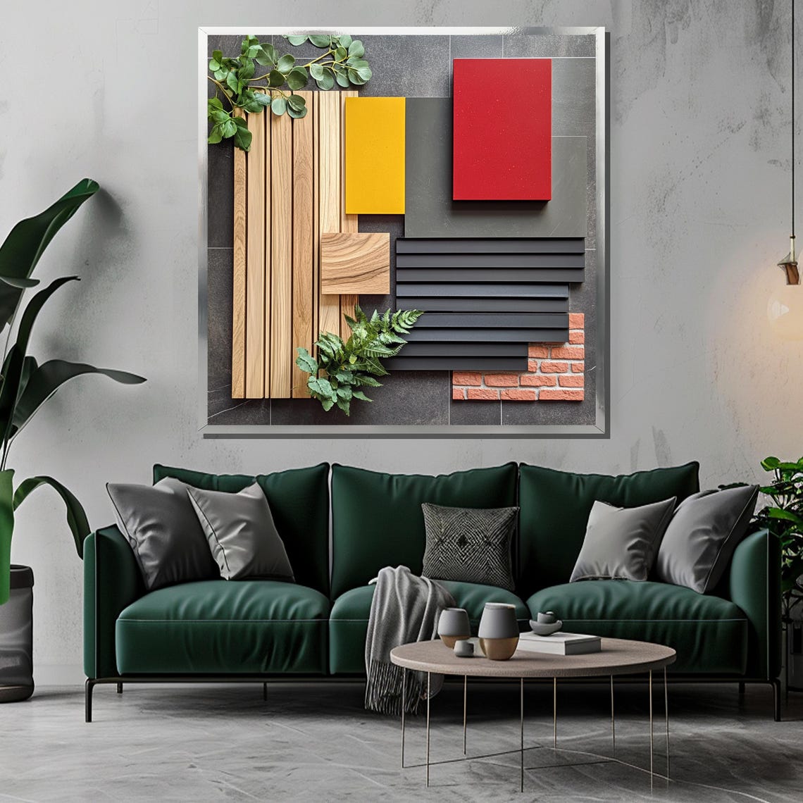 Modern Geometric Wood Panel Abstract Collage Wall Decor Poster - Image 3