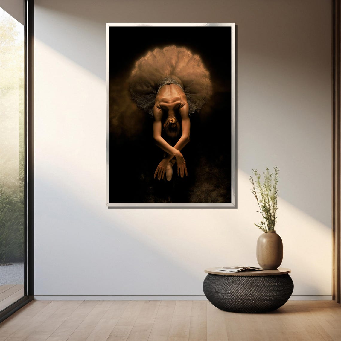 Ballerina Bowing Low With Glowing Tutu On A Dark Stage Poster - Image 3