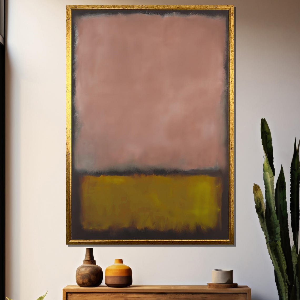 Dusty Mauve Over Olive Yellow Blocks Minimalist Abstract Poster
