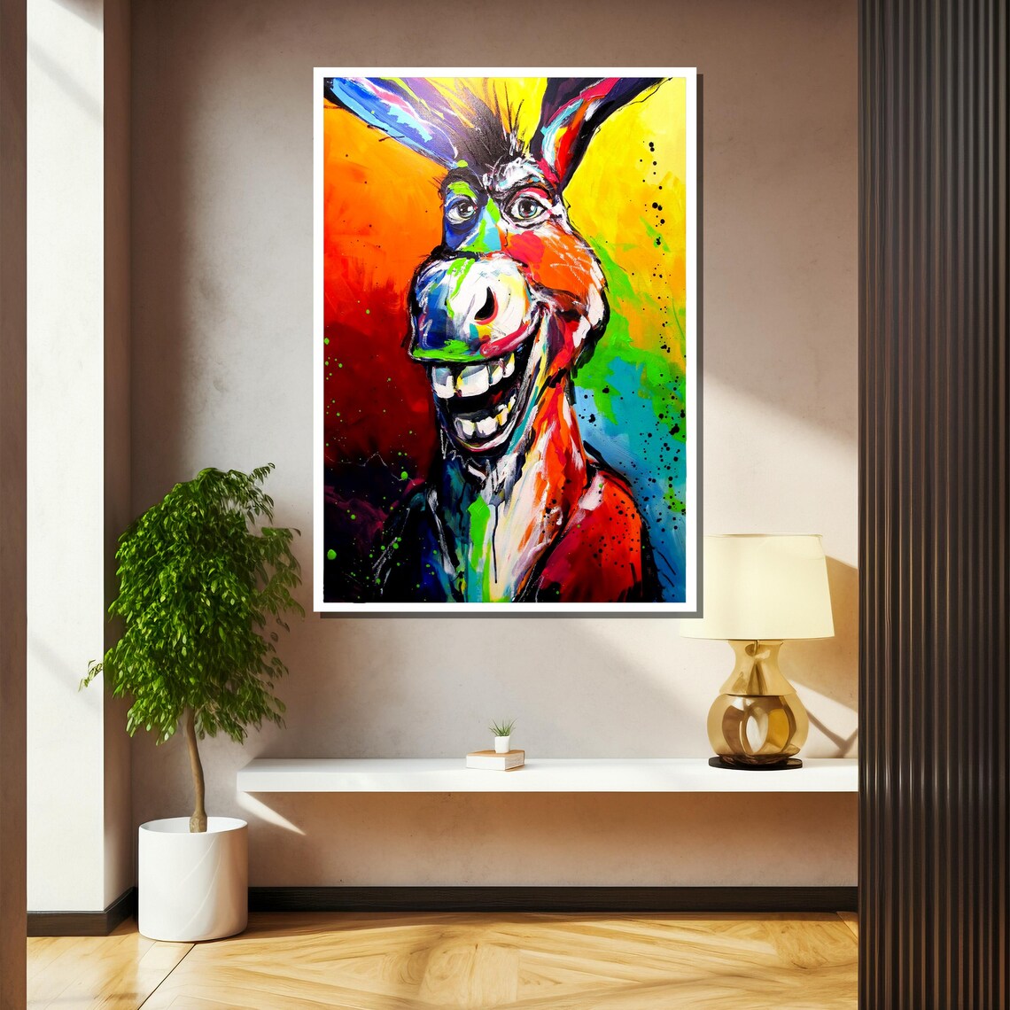 Laughing Donkey Pop Art Portrait In Wild Neon Colors Playful Poster - Image 2