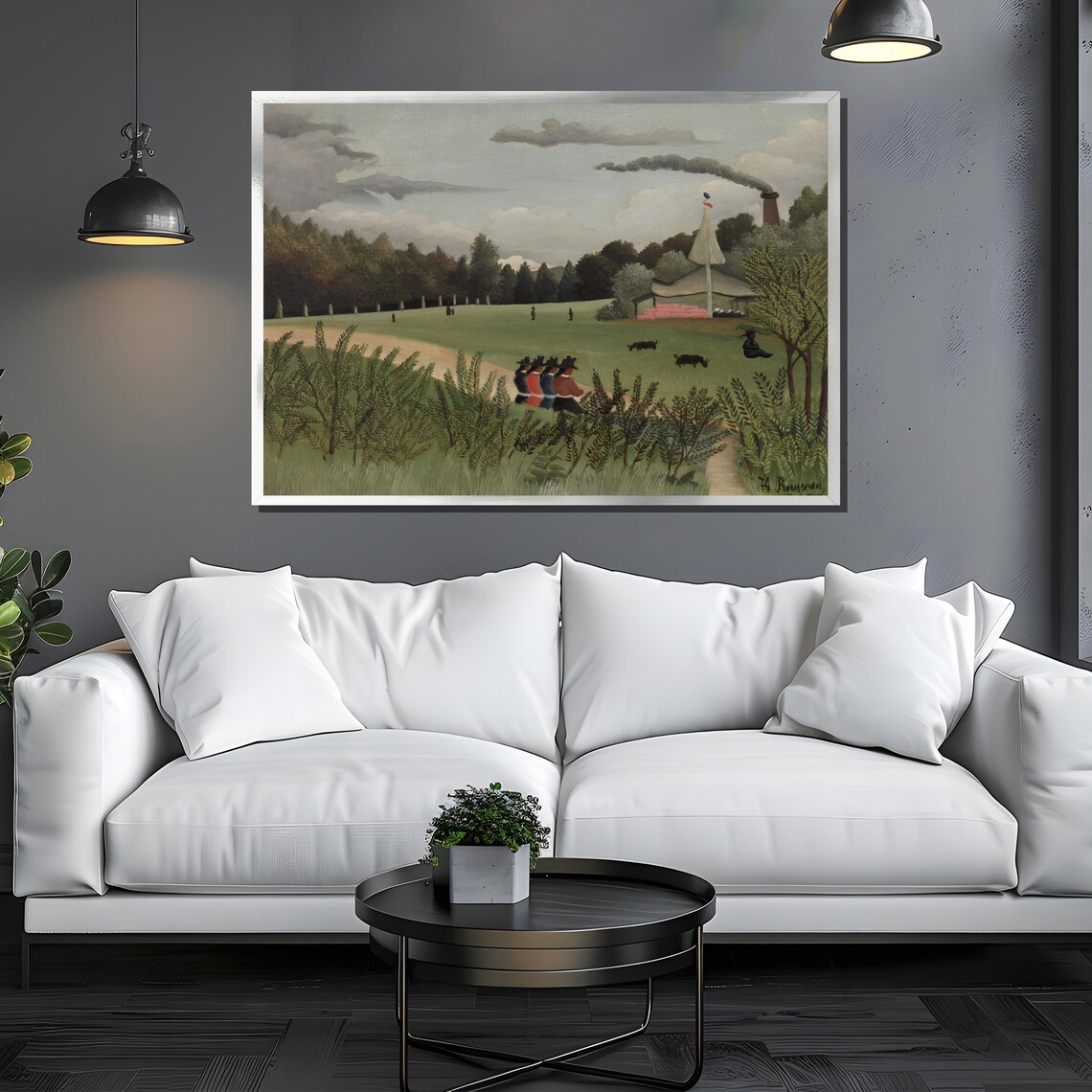 Henri Rousseau Four Young Girls Pastoral Landscape Repro Poster - Image 3