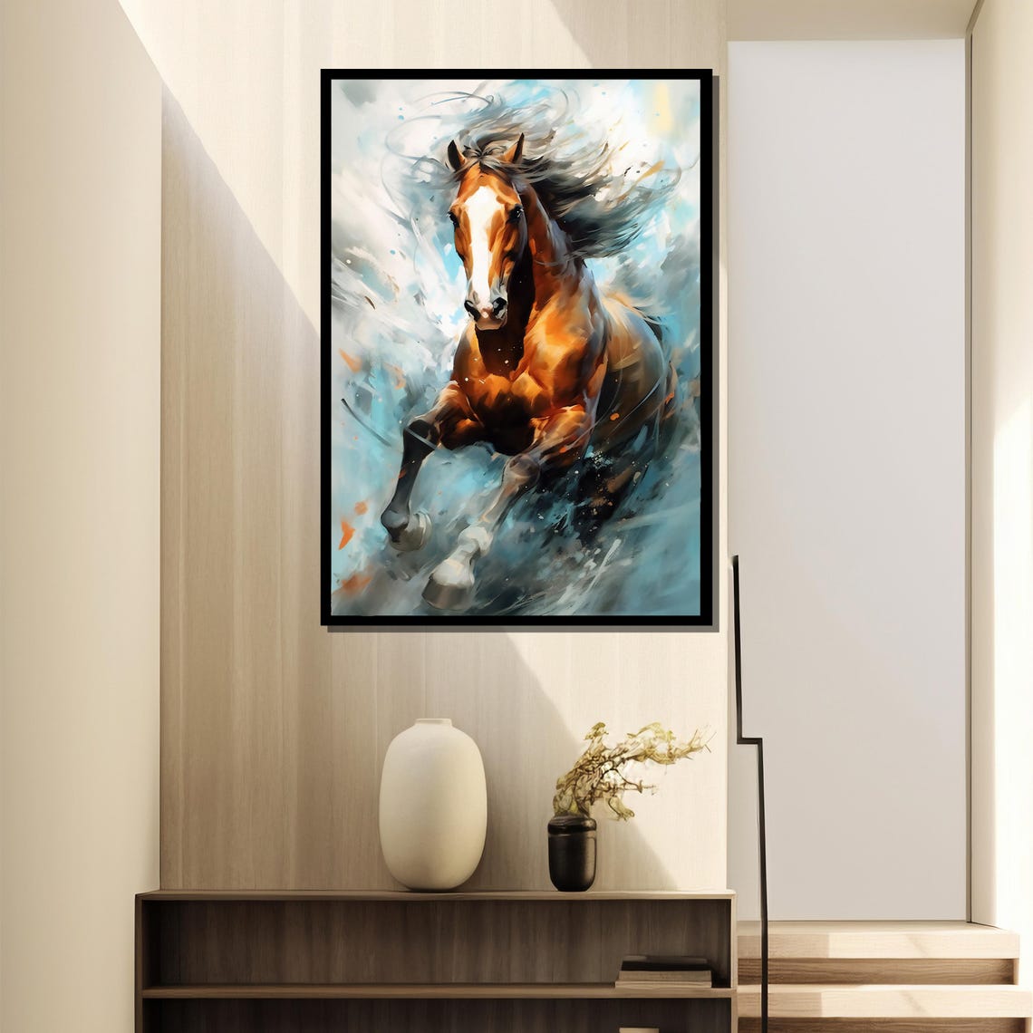 Galloping Chestnut Horse In Motion Dynamic Equine Action Art Poster - Image 4