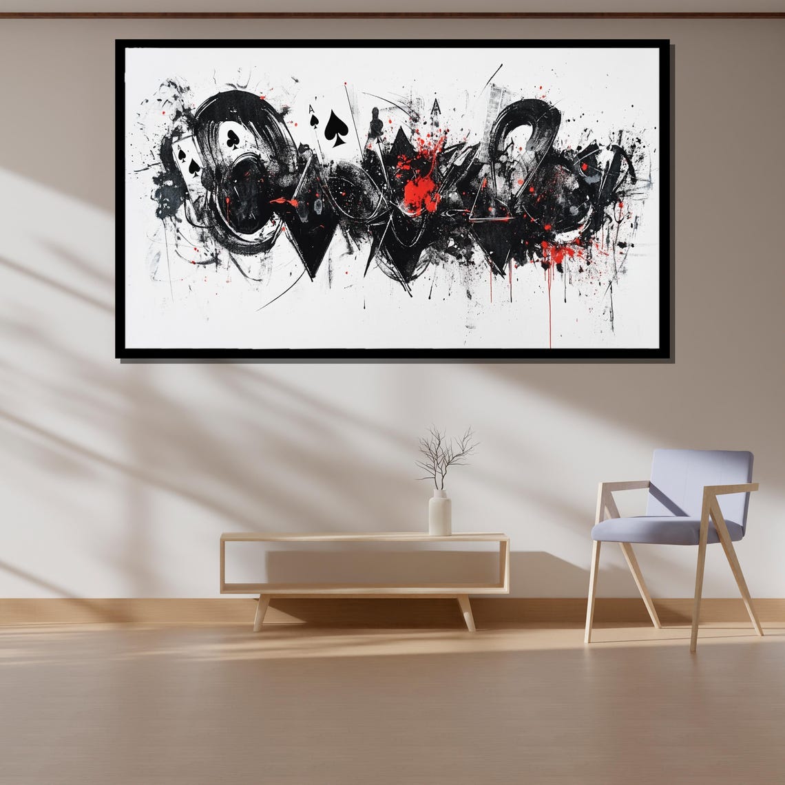 Edgy Playing Card Abstract Painting Bold Art Gift For Modern Home Or Game Room Decor - Image 4
