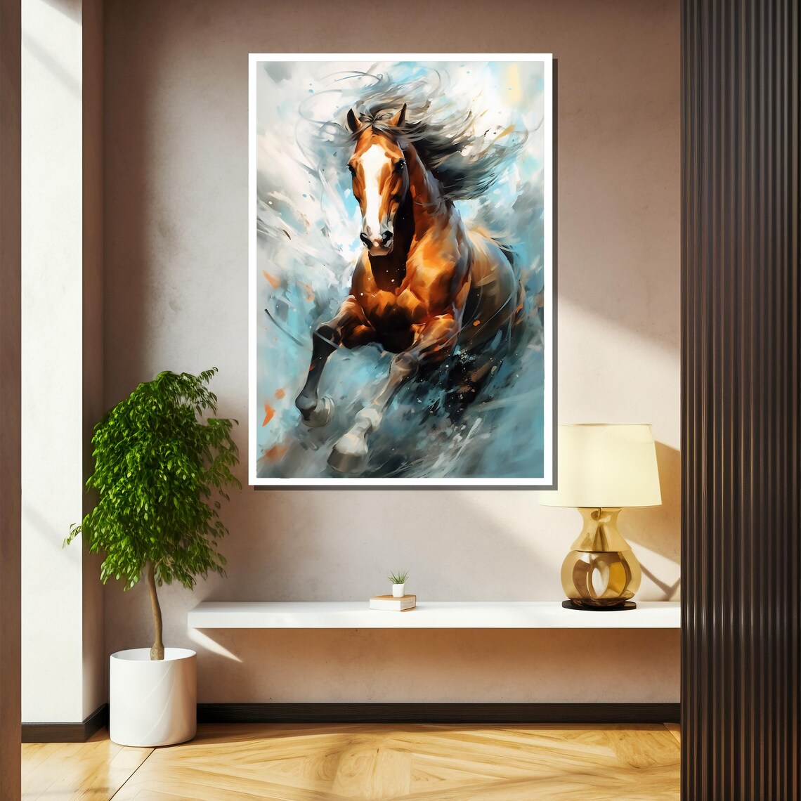 Galloping Chestnut Horse In Motion Dynamic Equine Action Art Poster - Image 2