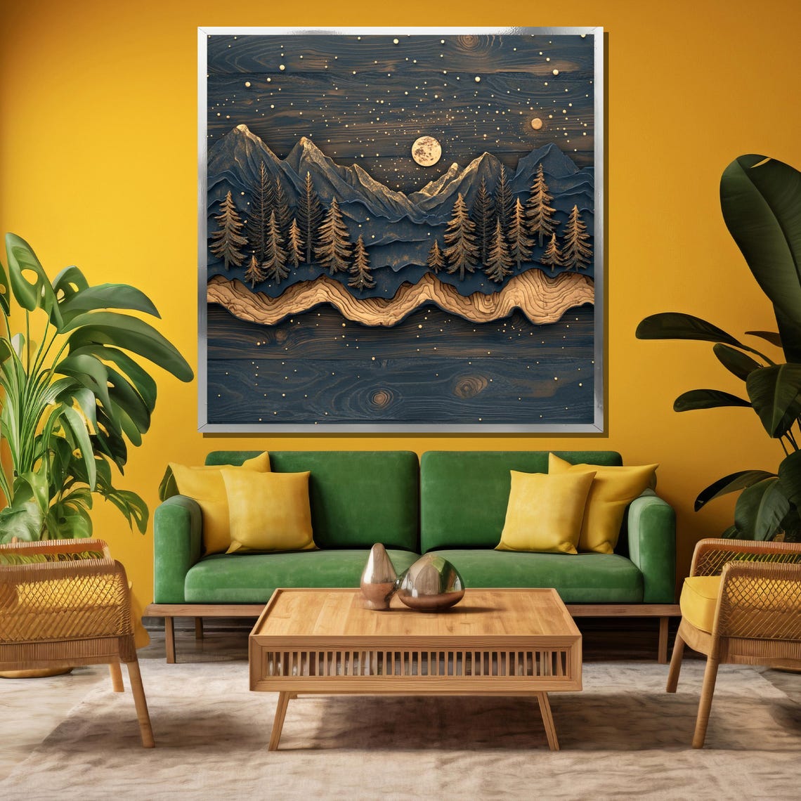 Wooden Waterfall Painting Rustic Nature Art Gift For Forest Lovers - Image 3