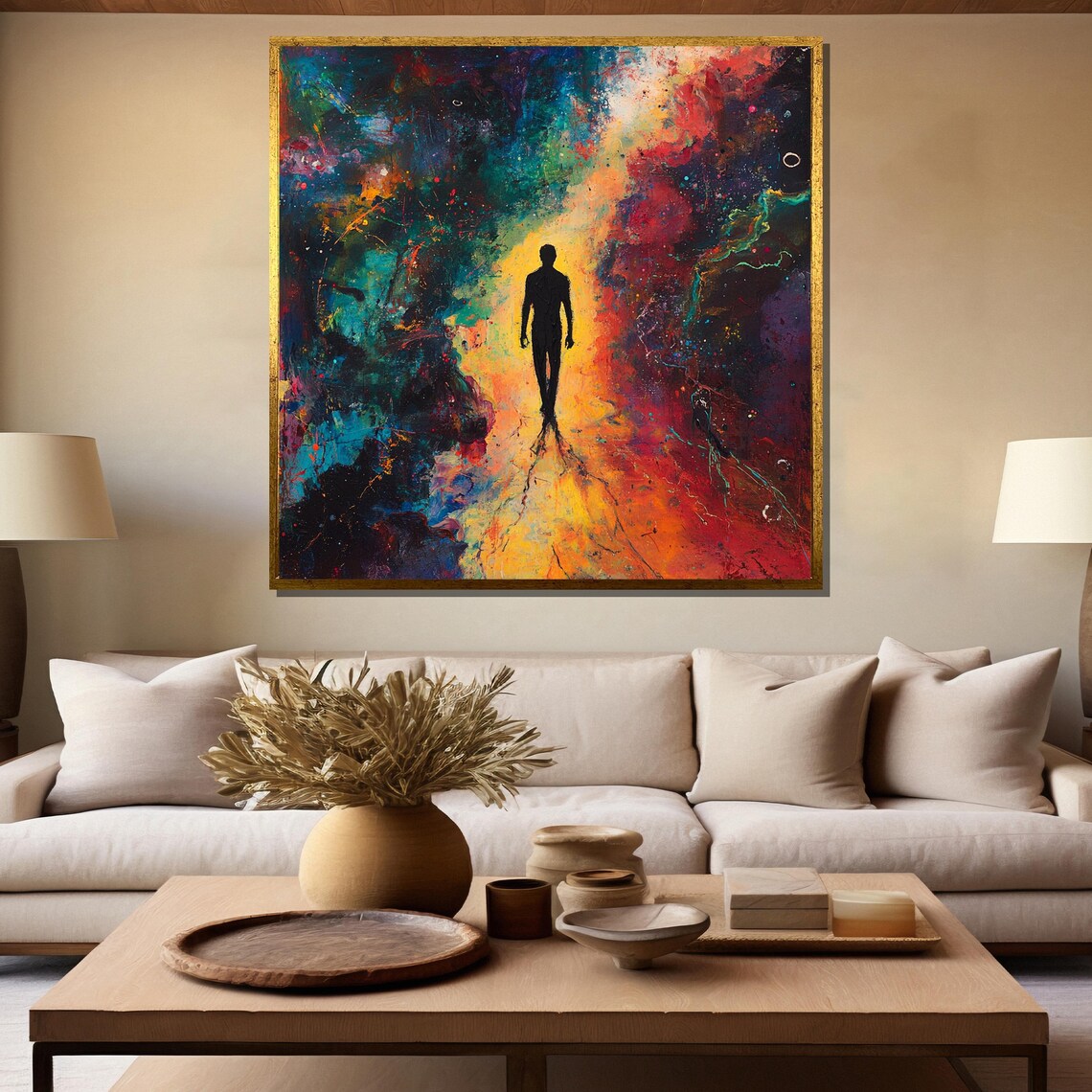 Lone Figure Walking Into Cosmic Nebula Silhouette Journey Poster - Image 5