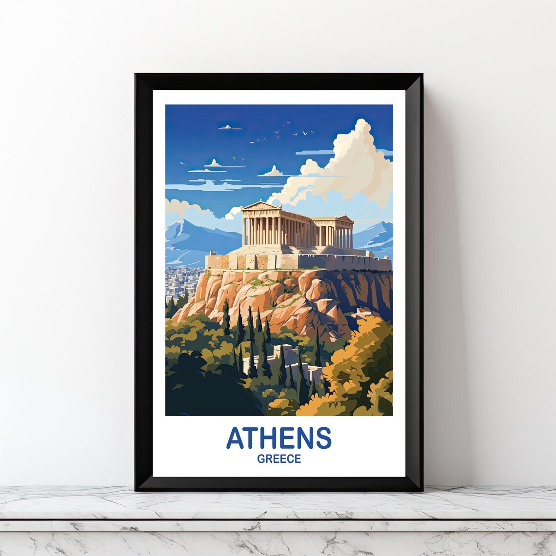 Athens Greece Travel Art Poster