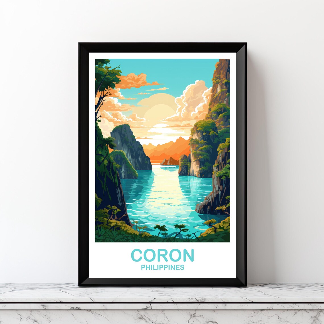 Philippines Coron Travel Poster, Asia
