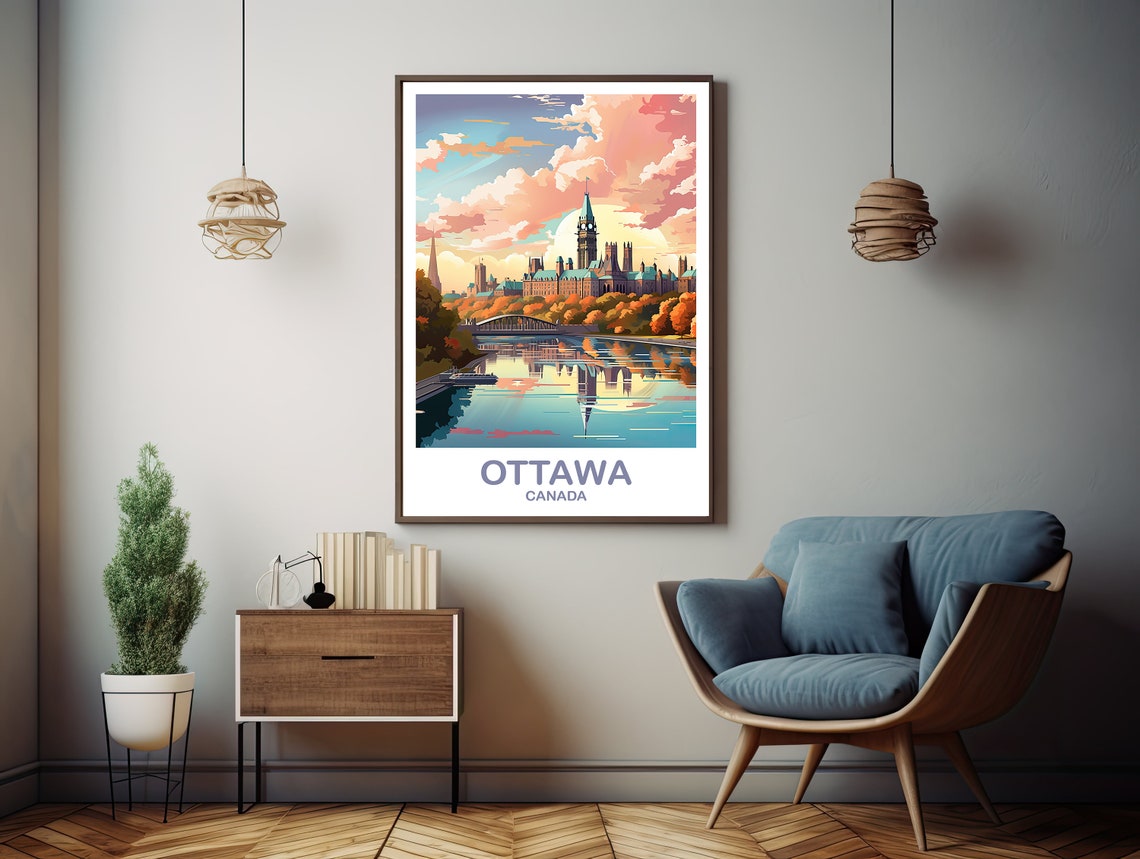 Ottawa Travel Wall Print Ontario Travel Wall Art Ottawa Wall Art Poster City Skyline Wall Art Canadian Parliament Hill T2naonot2 - Image 2
