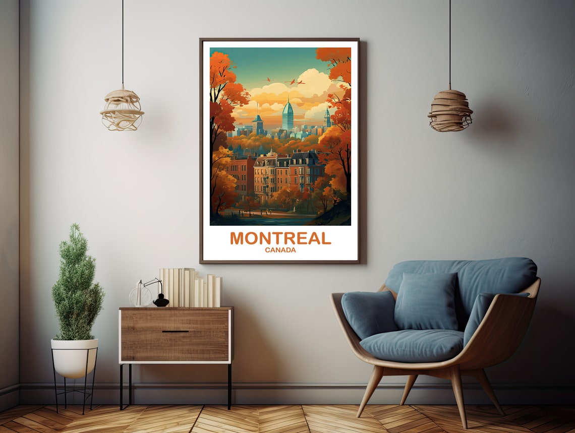 Montreal Canada Autumn Skyline Golden Fall City Travel Poster - Image 3