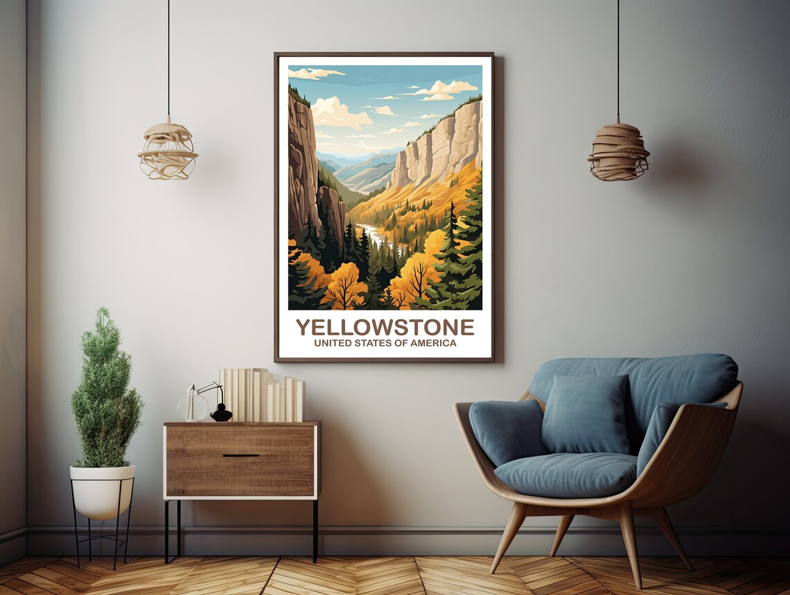 Yellowstone National Park Travel Print Travel Wall Art National Park Wall Art Yellowstone National Park Art Dt2nawyynp1 - Image 2