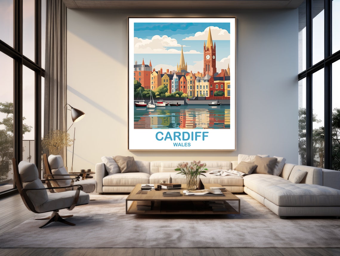 Cardiff Travel Art Poster Wales Travel Art Cardiff Poster Cardiff Wales Travel Wall Art Wales Travel Wall Art T2euwaca1 - Image 3