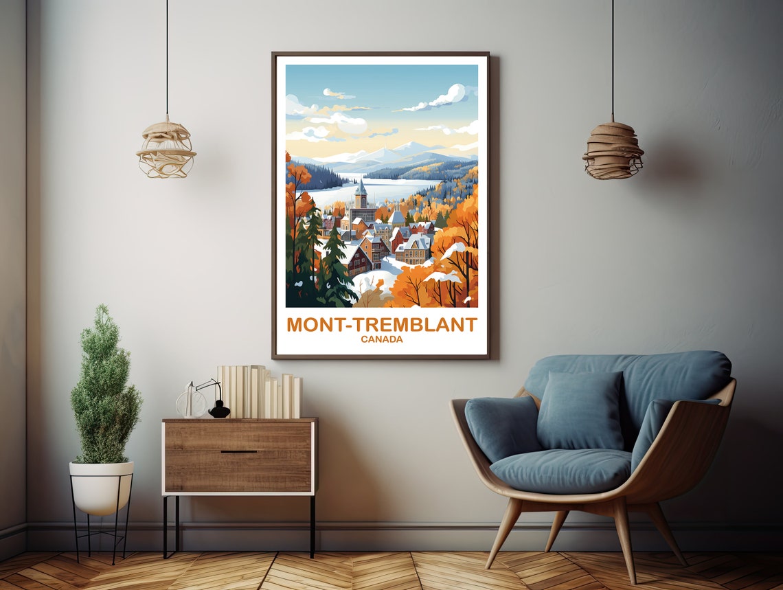 Mont Tremblant Canada Snowy Winter Village Mountain Travel Poster - Image 3