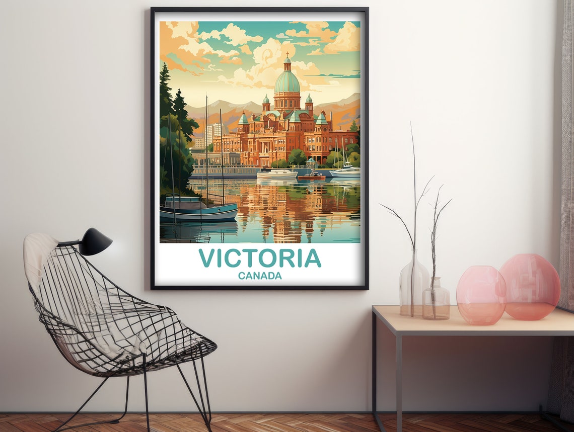 Victoria Travel Wall Print Bc Travel Wall Art Victoria Wall Art Poster City Skyline Wall Art Vicotria British Columbia Dt2nabcvi1 - Image 3