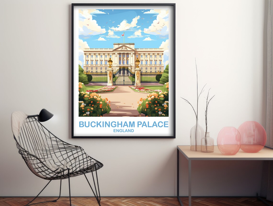 Buckingham Palace London England Royal Colorful Travel Poster - Image 3