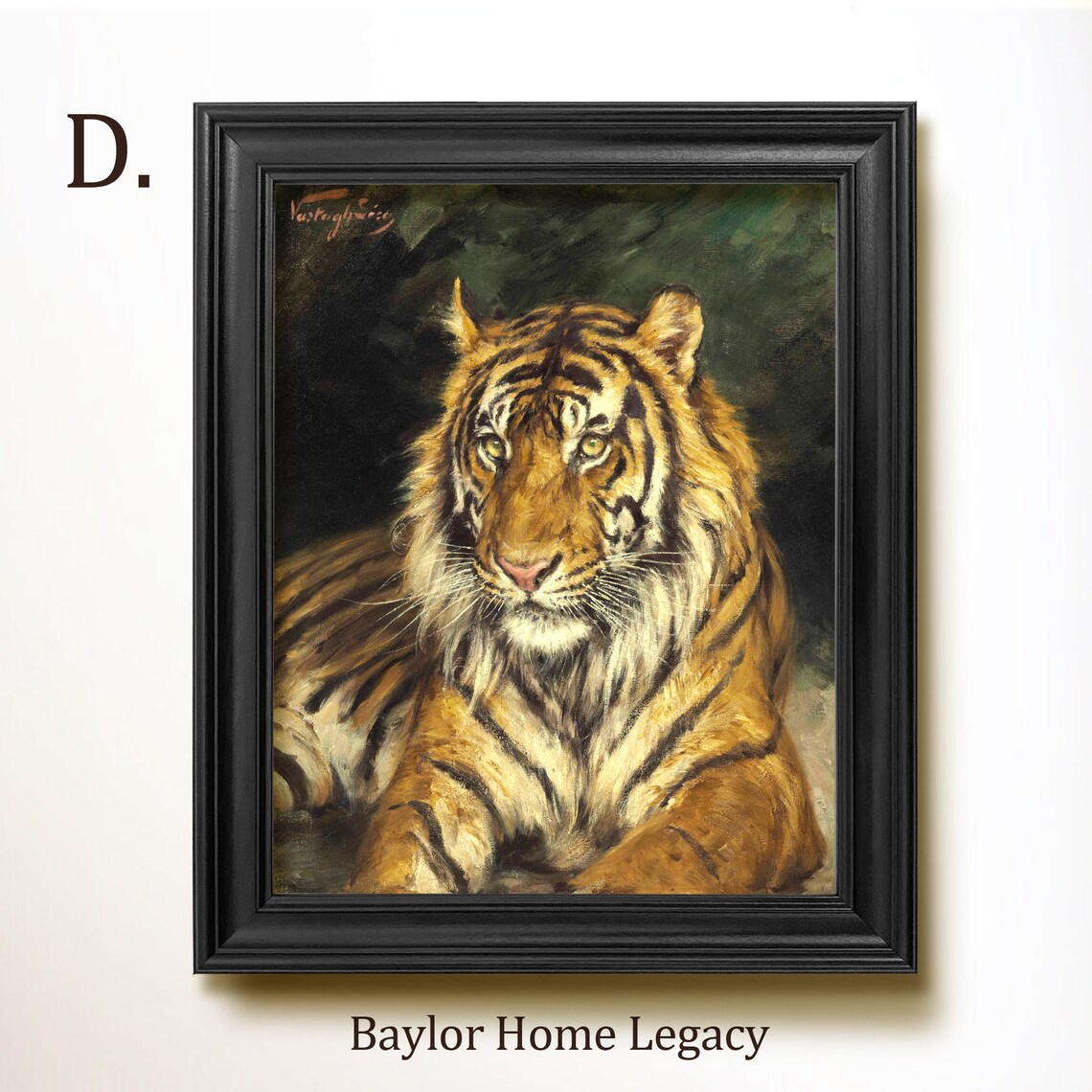 Tiger Oil-Painting-Style Vintage Poster Print - Image 2