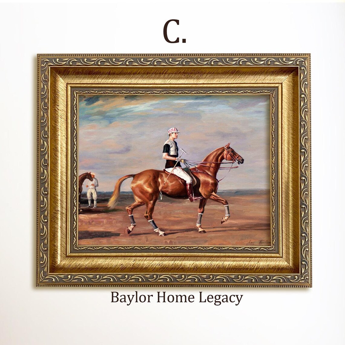 Polo Player Oil Painting Fine Art Poster Print - Image 3