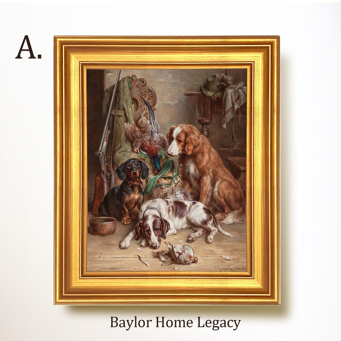 Vintage Hunting Dogs Oil Painting, Bird Dog Print - Image 5
