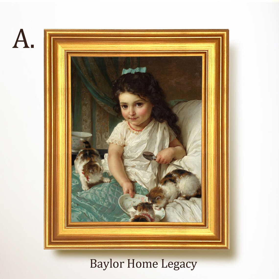 Girl and Kittens Oil Painting Print, Vintage Cat Art - Image 5