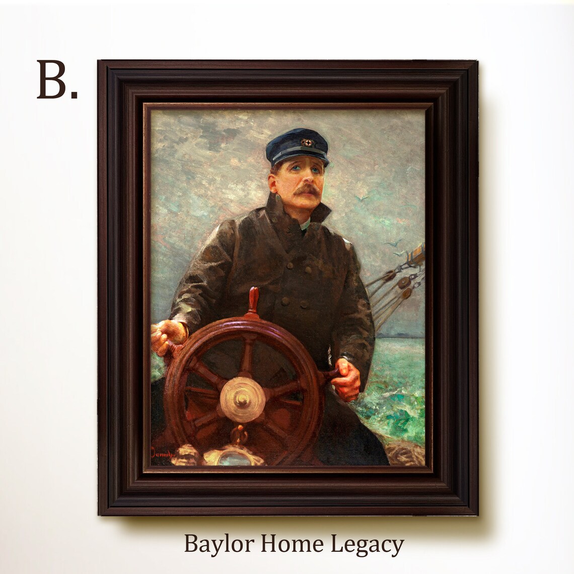 Sea Captain At The Wheel, Vintage Nautical Art Print - Image 4