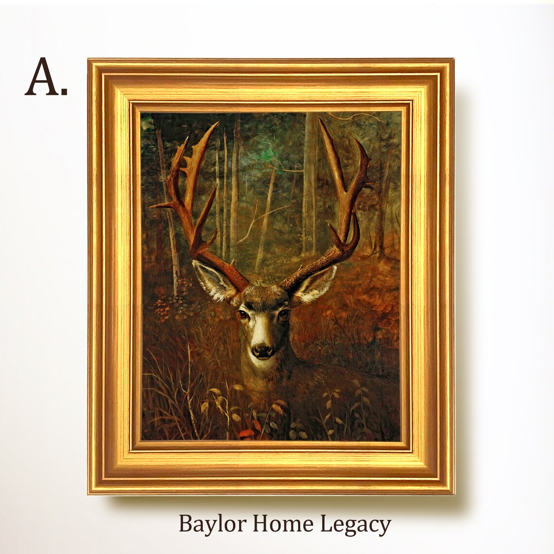 Vintage Deer Oil Painting Poster, Wildlife Decor - Image 5