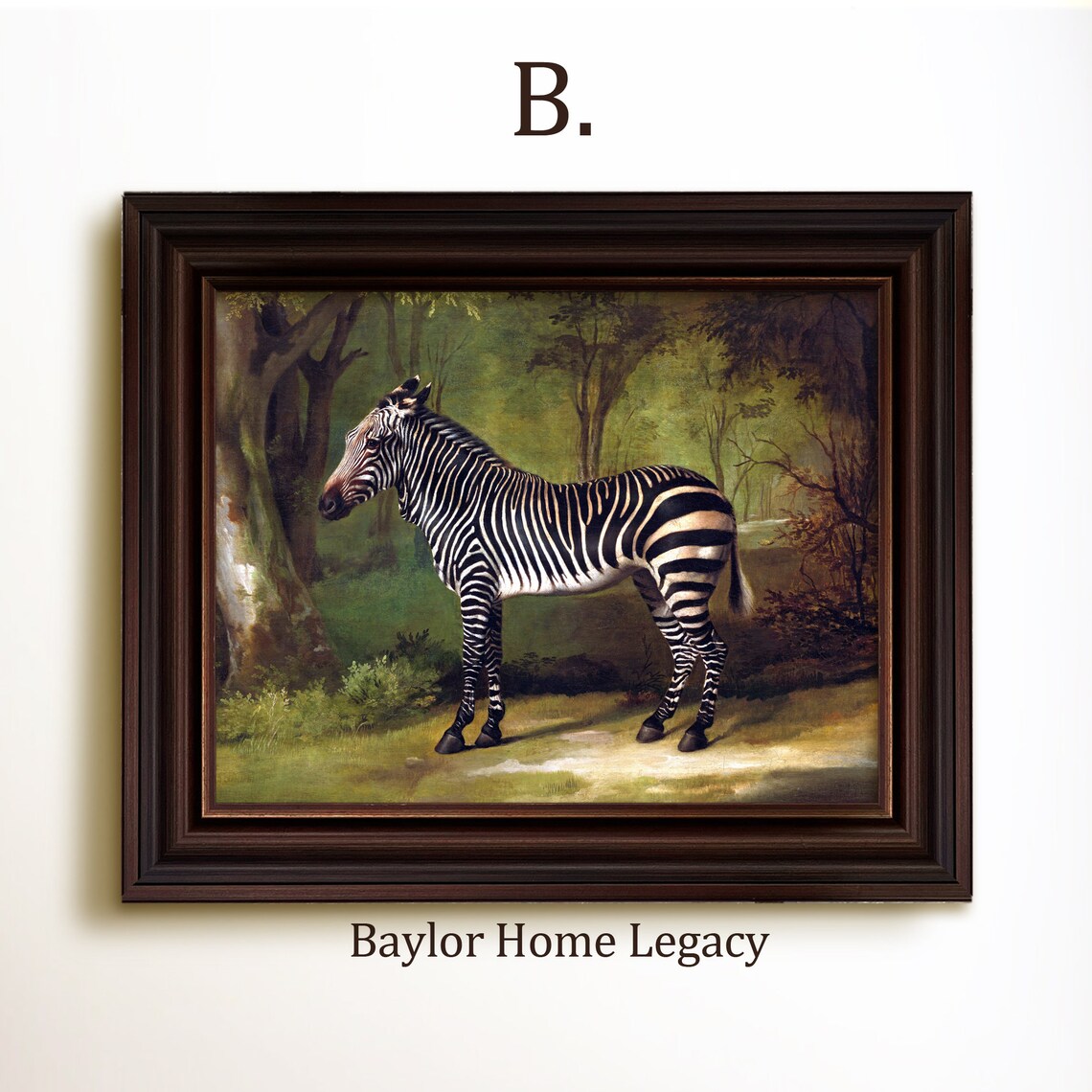 Zebra Oil Painting Print, Wooded Wildlife Landscape - Image 4