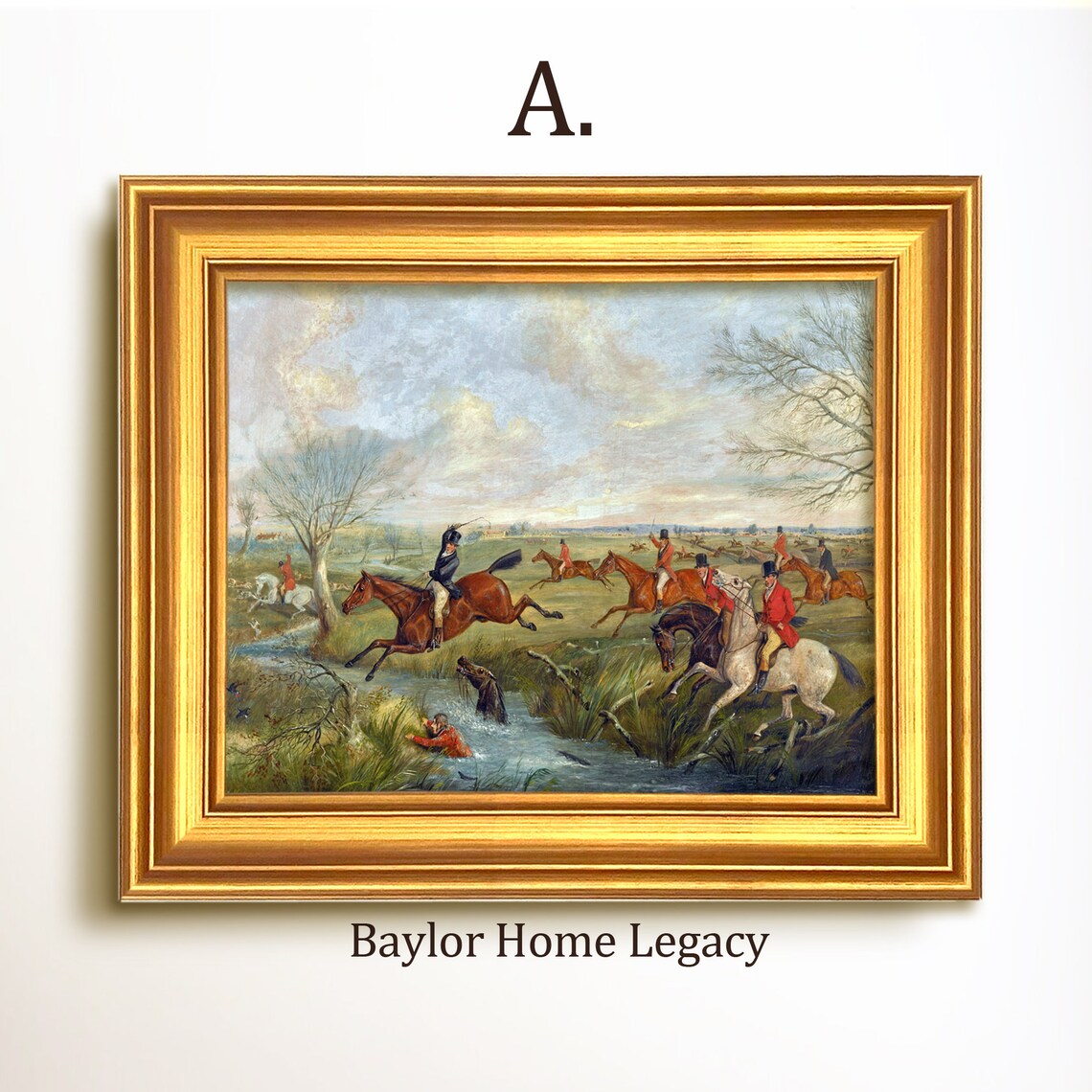 Fox Hunting Scene Oil Painting Wall Art Print - Image 5