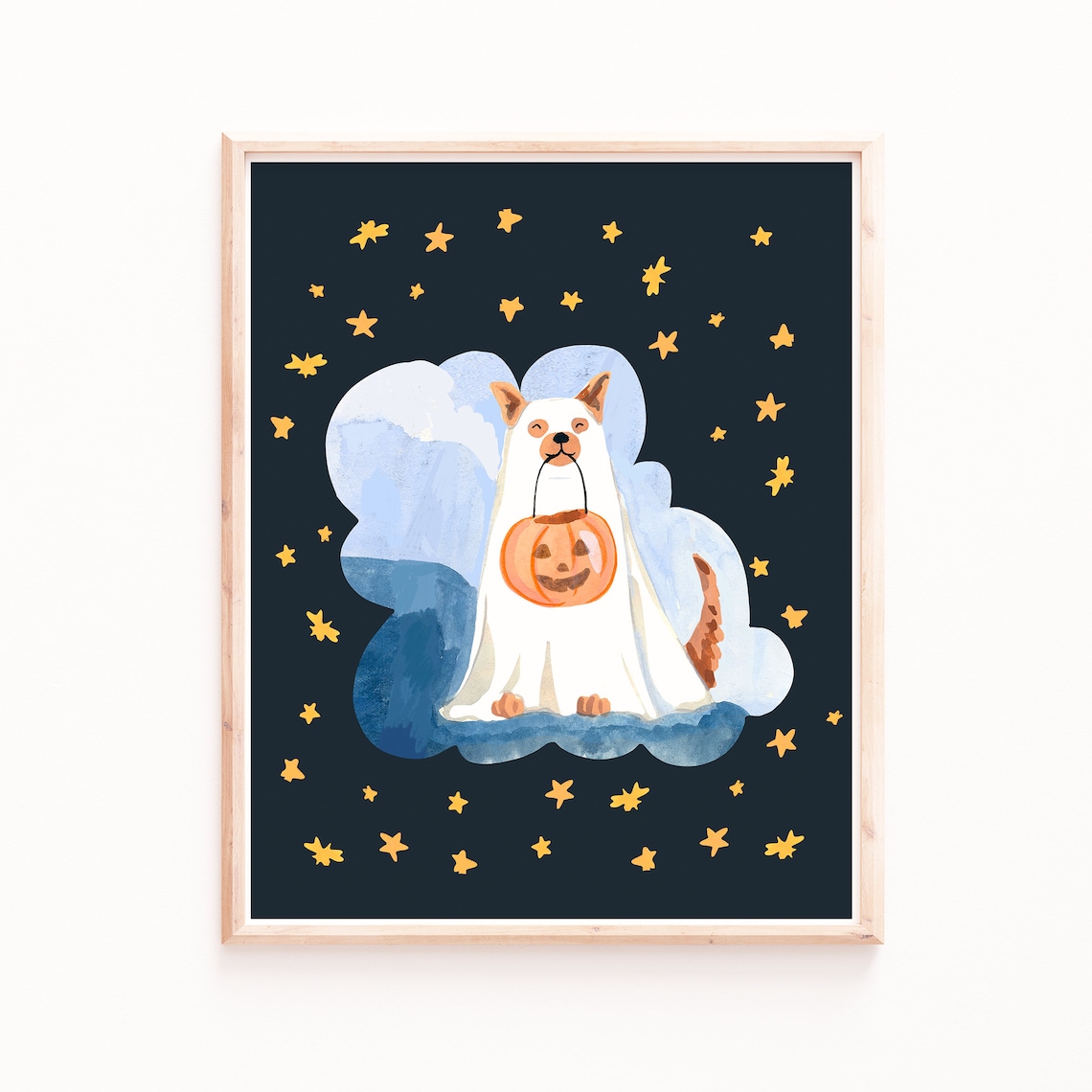 Ghost Dog Illustration, Halloween Art Print