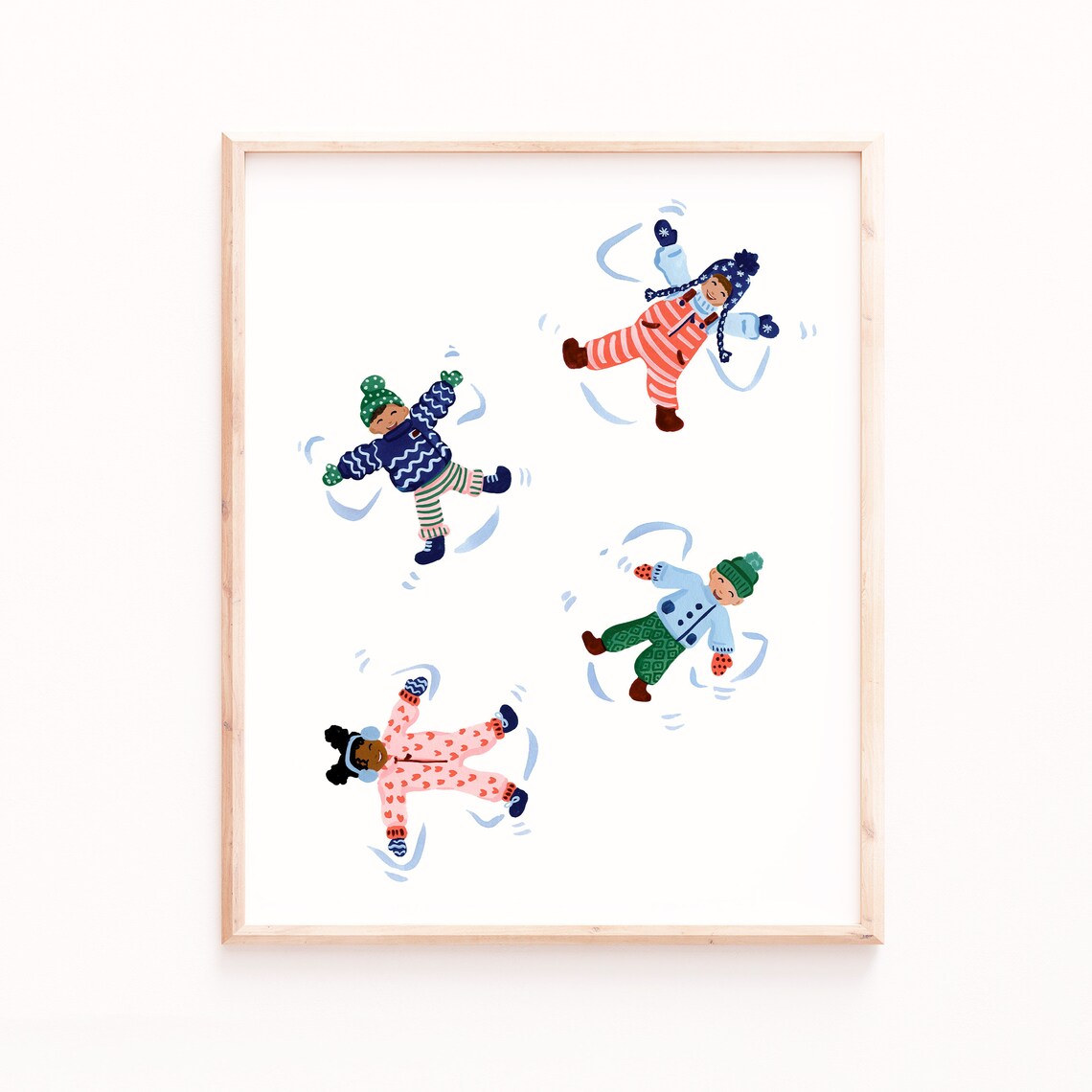 Snow Angels Holiday Christmas Watercolor Art Print