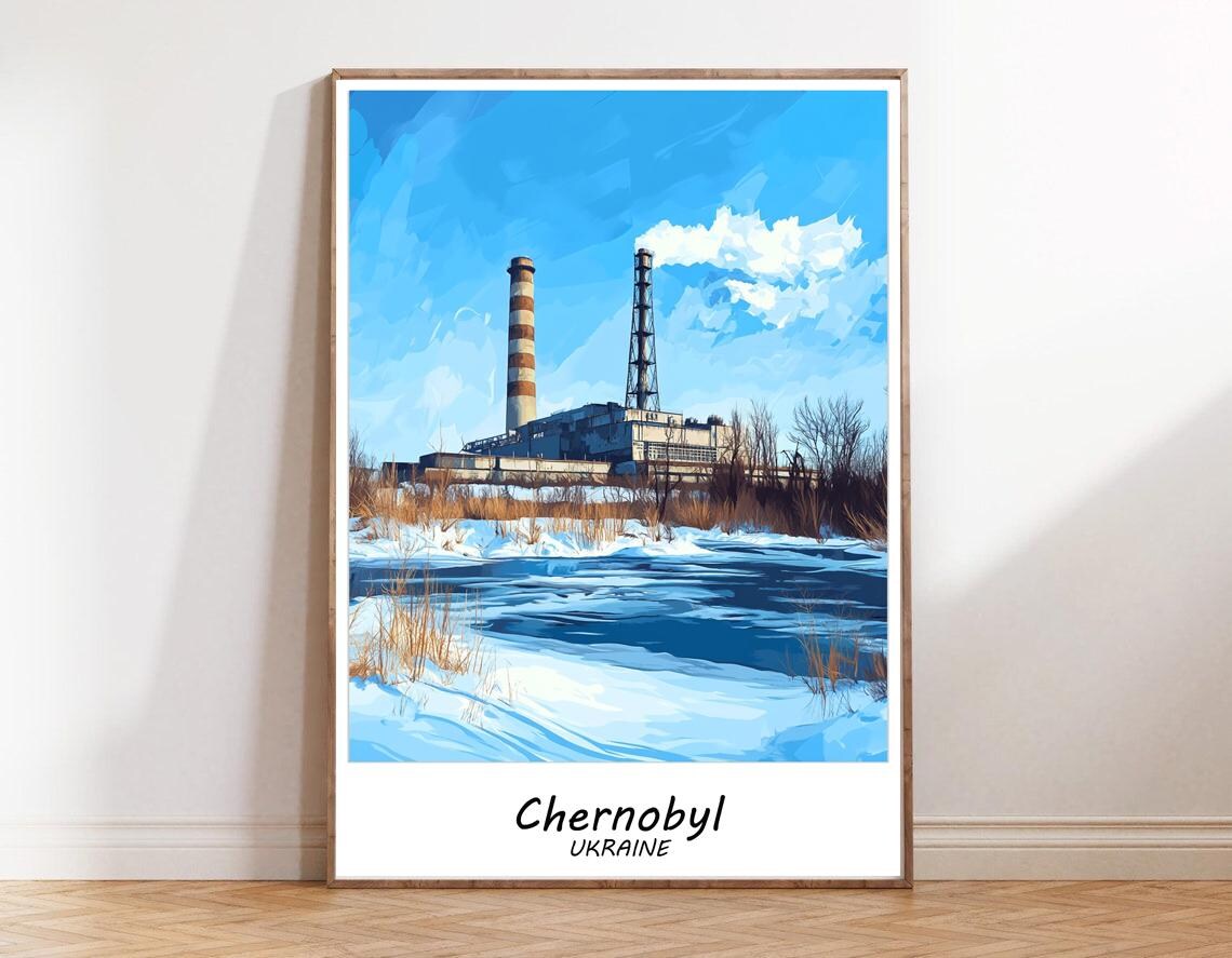 Chernobyl Ukraine Power Plant Sunset Reflection Travel Poster - Image 2