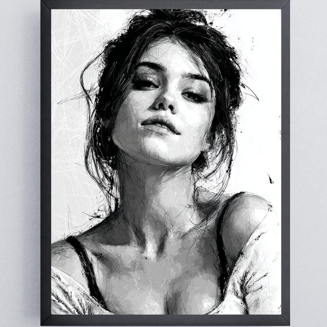 Black White Female Line Drawing Bold Minimalist Art Poster Home Decor For Modern Spaces Single Feminine Artwork