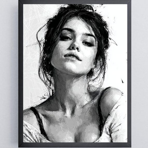 Black White Female Line Drawing Bold Minimalist Art Poster Home Decor For Modern Spaces Single Feminine Artwork