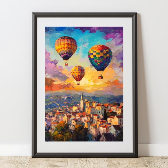Hot Air Balloon Wall Dcor Maximalist Dopamine Art Prints For Living Room Home Office Bold Wall Art Dcor Unique Maximalistic Dcor